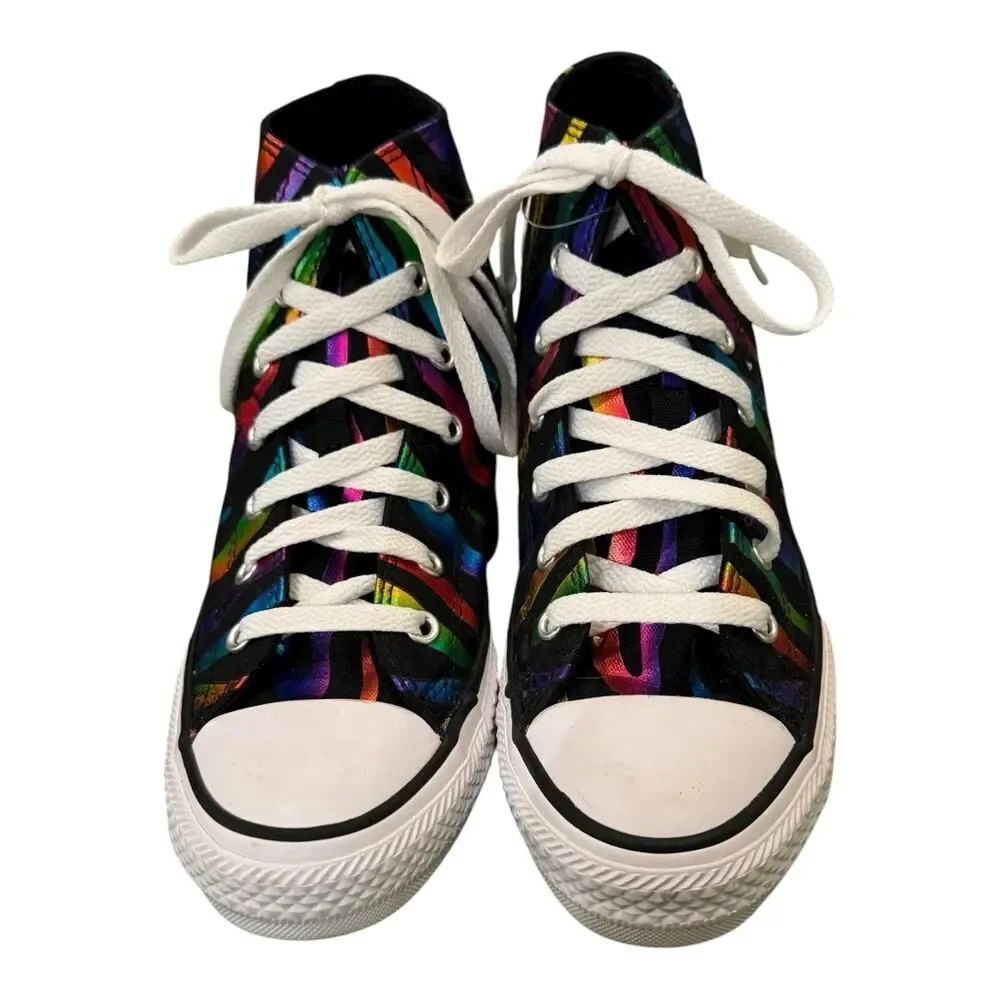 Converse All Star Black Rainbow Zebra Hi Sneakers 4